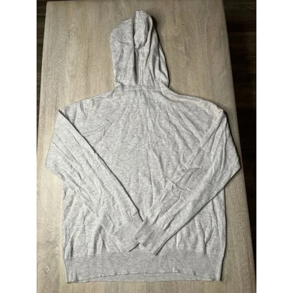 Theory Aria Hooded Pullover Sweater in Cream Beige Size Medium Wool Blend - Picture 5 of 8